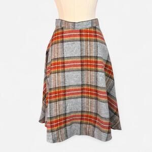 Vintage Plaid Wool A-Line Skirt